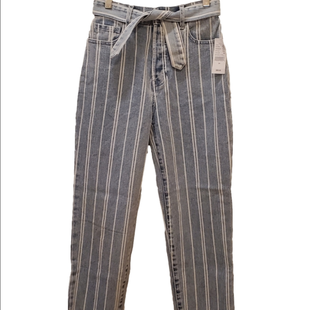 NWT High Waisted Striped Straight Jeans